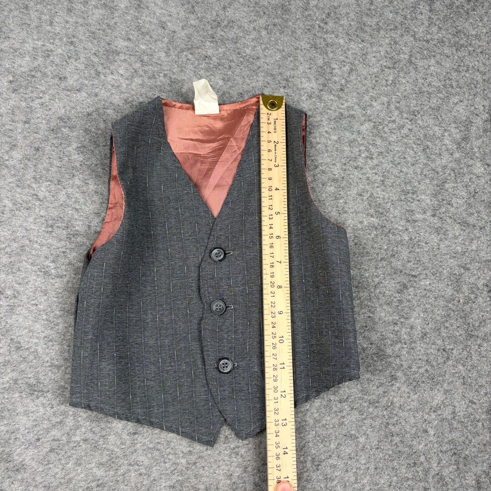 80s 90s Pinstripe Vest Boys 4T Gray Formal Dressy Made in USA Vintage Old Money - Picture 7 of 10